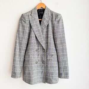 Zara Micro Plaid Double Breasted Classic Blazer S